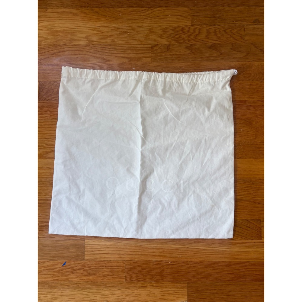 Gucci White Cotton Canvas Drawstring Dust Bag 21.5 x 19 Large Logo Accessory